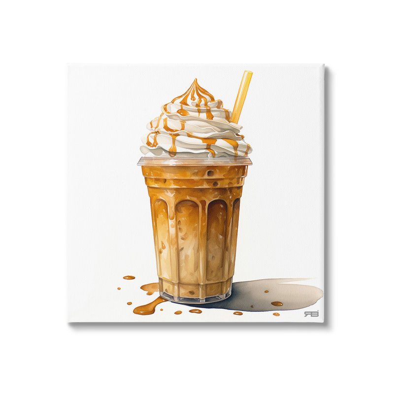 Café avec crème fouettée, art mural par Rb, H 17 po x l 17 po