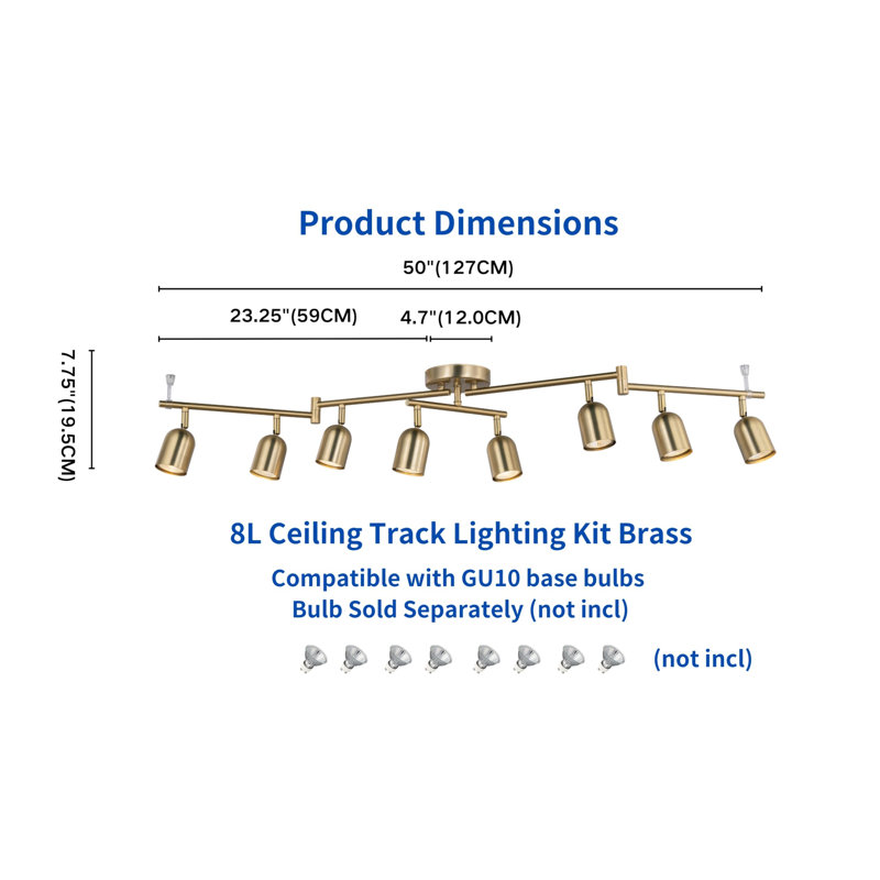 8 Light Modern Track Lighting Fixtures,GU10 Bulb Not Included