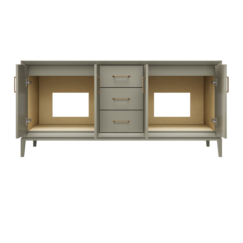 Meuble-lavabo double Alexandra, Olive française, 72", Or satiné