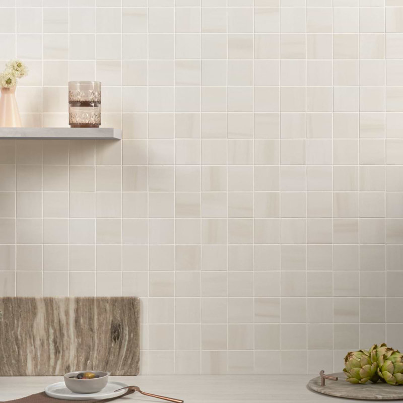 Minera 12x12 Matte Marble Look Mosaic Tile, Warm White