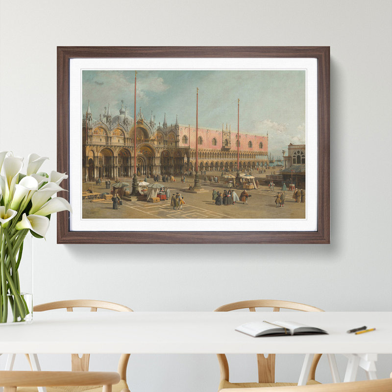 The Square of Saint Mark by Giovanni Canaletto - Picture Frame Painting, 48cm H x 65cm W x 2cm D, Walnut Framed