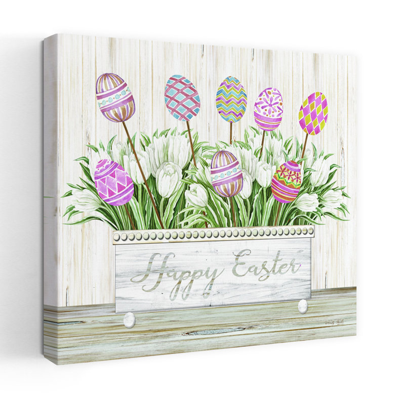 Contemporary Easter Box With Easter Easter Eggs Art, 18" H x 18" W