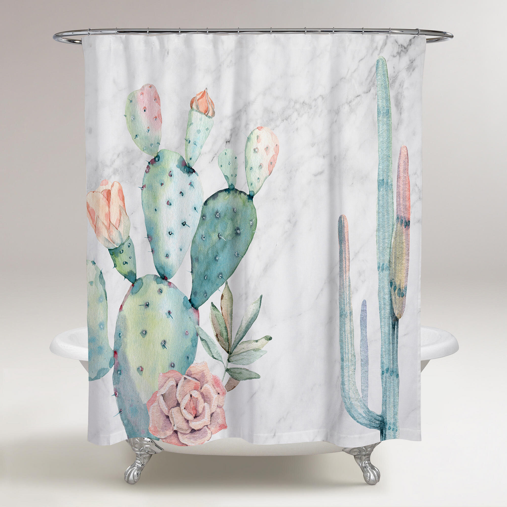 Succulent shower deals curtain