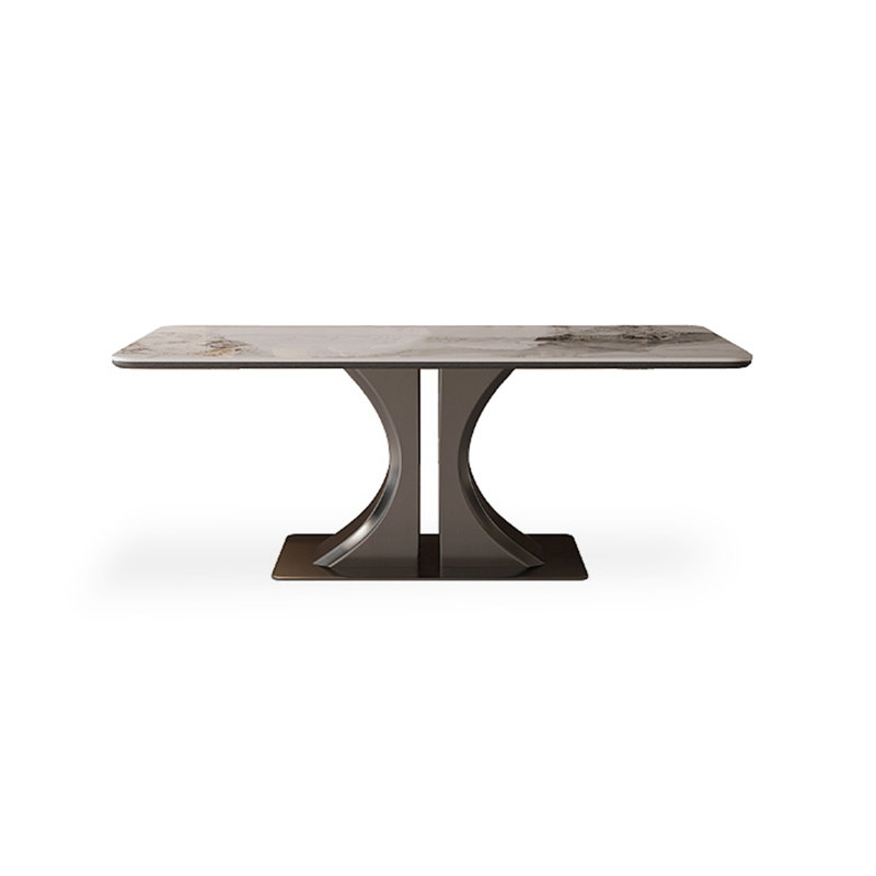Modern Simple Rectangular Sintered Stone Dining Table, 29.53"H x 70.87"L x 35.43"W