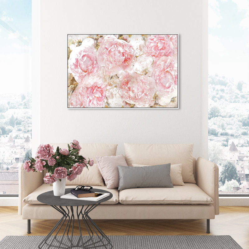 « roses », impression sur toile oliver gal, Cadre blanc, H 45 po x l 30 po