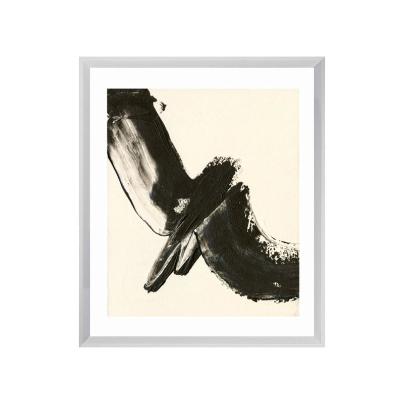 Black Expression I Abstract - Single Picture Frame Print, 164.592 cm H x 136.652 cm W, Matt White