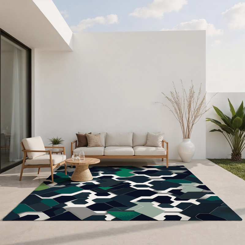 Spiral Fragment Indoor And Outdoor Area Rug, Rectangle 2' x 3'