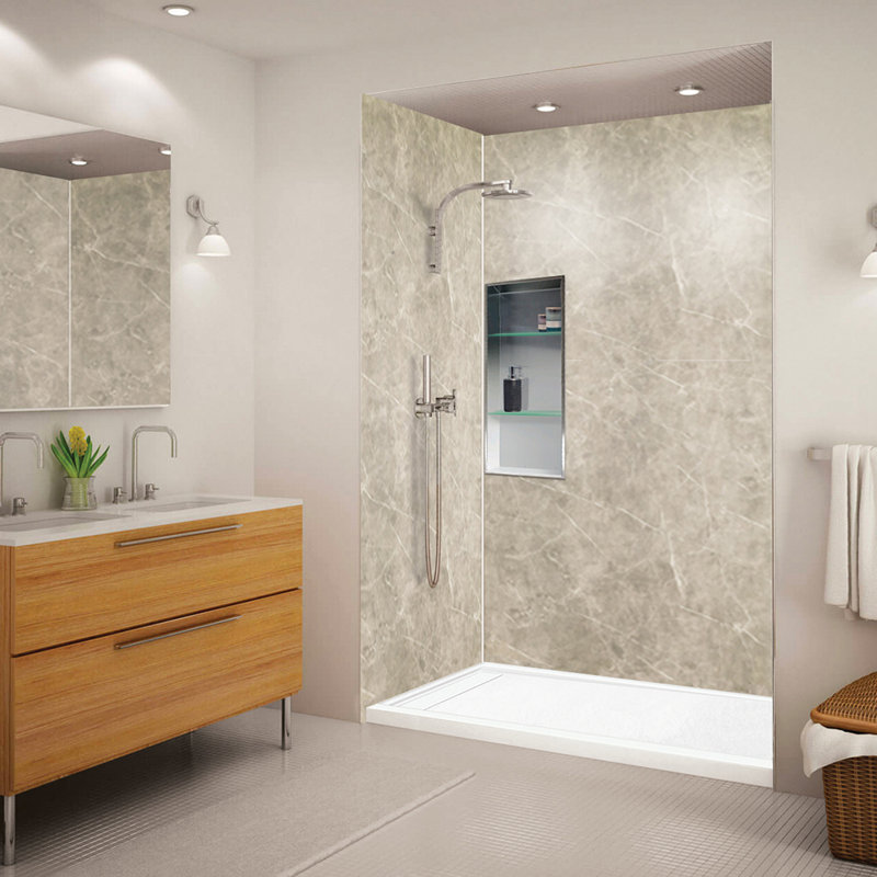 White Composite 60'' x 30'' Rectangular Shower Base with Left Drain