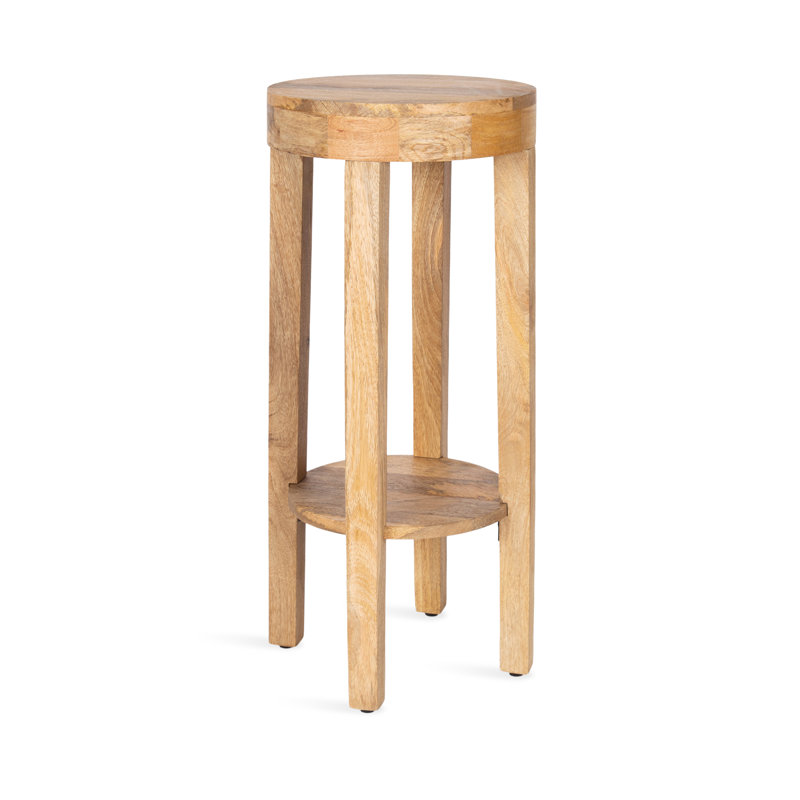 Avaria Talcott Modern Round Mango Wood Side Table, Tan
