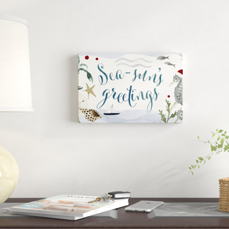 Sun-Kissed Christmas Collection D by Victoria Barnes - Typography Print, 20cm H x 30cm W, Wrapped Canvas