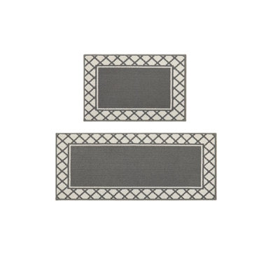 Geometric Polyester Water Resistant Anti-Fatigue Non-Skid Kitchen Mat