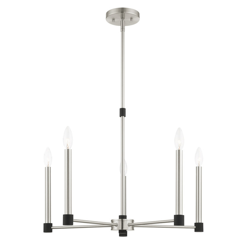 Orean 5 - Light Steel Dimmable Chandelier, Brushed Nickel