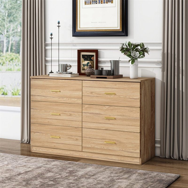 Armoire de chambre à coucher 6 - Ample, finition naturelle, coffre de fabrication moderne, spacieux, naturel,