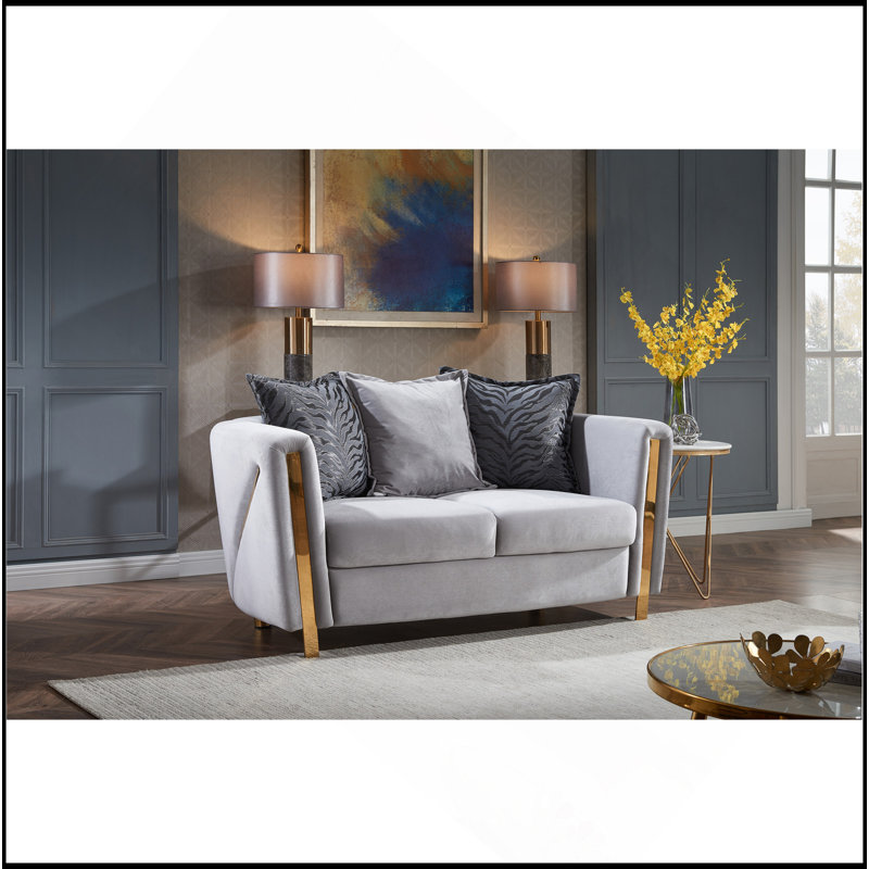 Causeuse rembourrée en tissu épais en velours gris, Gris