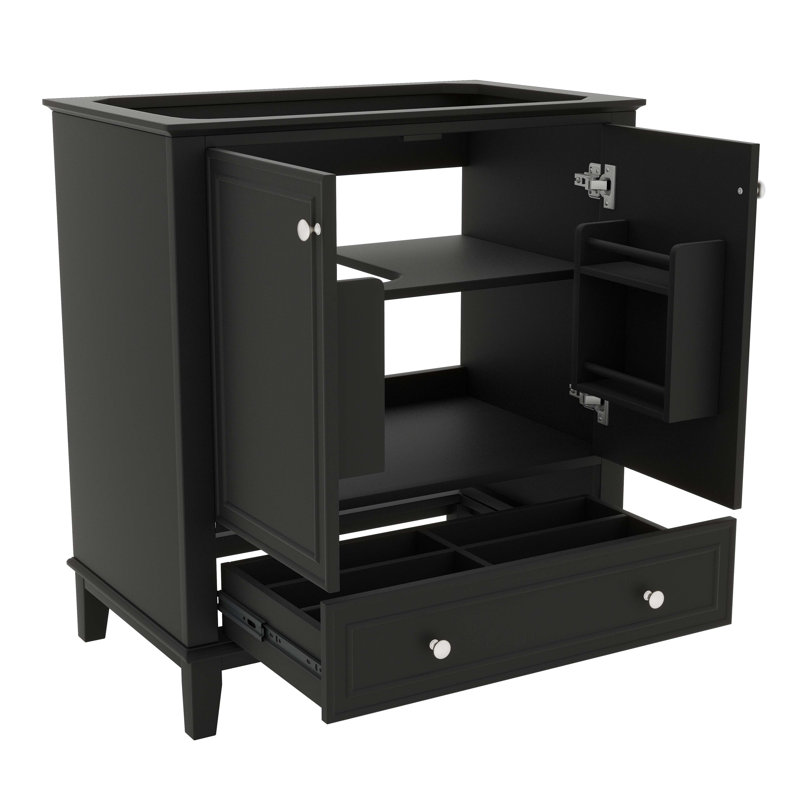 Meuble-lavabo sur pied de 30 po sans lavabo, armoire de salle de bain autoportante en bois avec 2 portes et tiroir pour la salle de bain