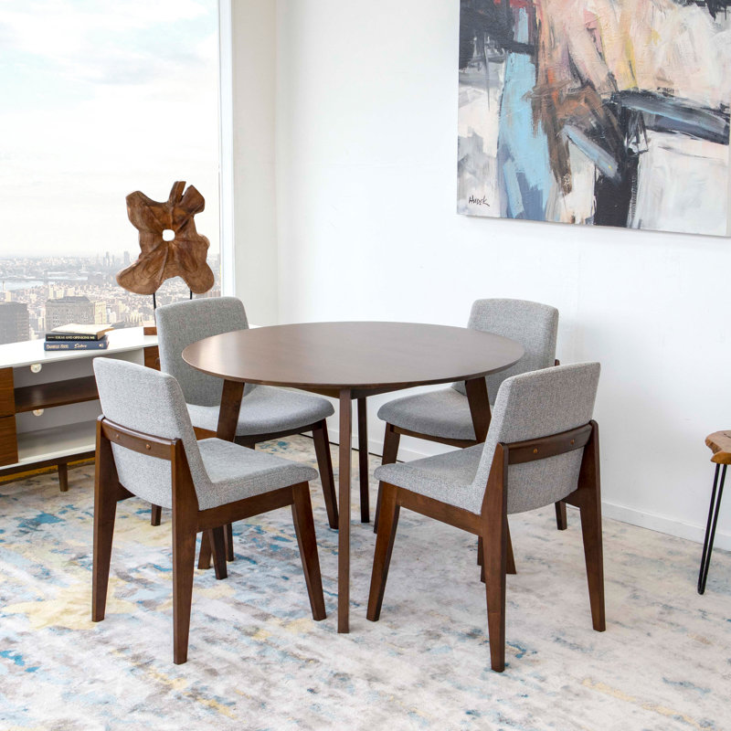 Ensemble repas pour 4 personnes Toohey, Gris clair, Noyer