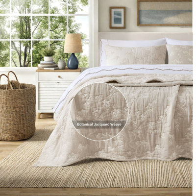 Modern King Cotton Gauze Bedding Sets, 3 Piece Jacquard Quilt Set, Linen Home