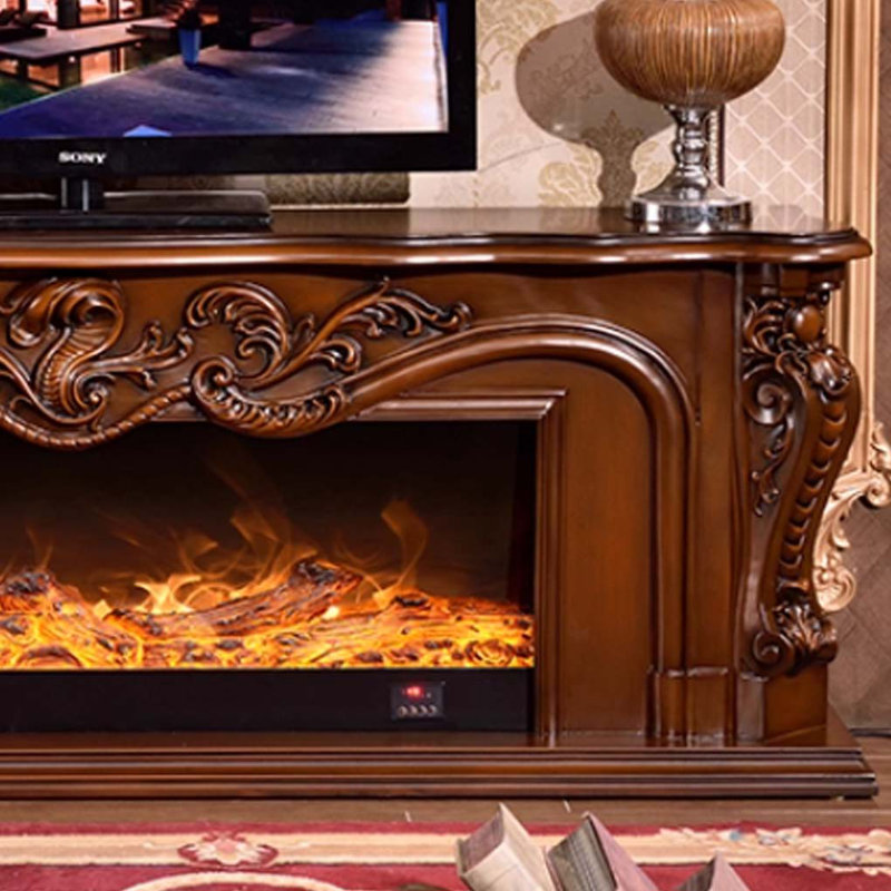 Hand-carved decorative heating fireplace, Brown