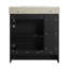 Meuble-lavabo autoportant de 30 po avec lavabo en céramique blanche et porte à fermeture en douceur, chêne foncé, contreplaqué, emballage KD-645861100