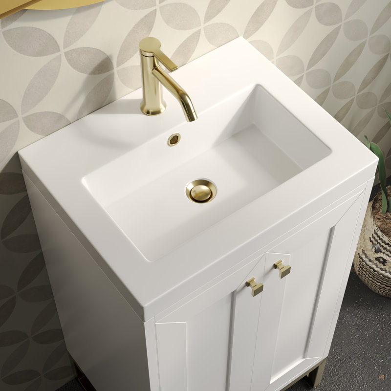 Chianti 20'' W Single Vanity, Glossy White, Radiant Gold
