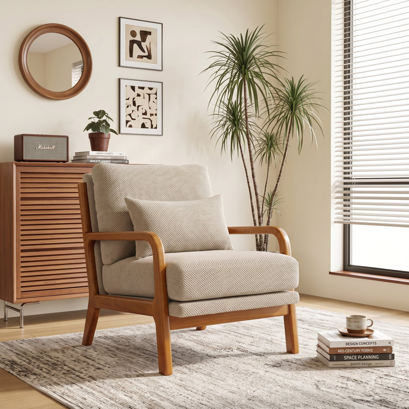 Chaise d'appoint Nubwood Mid Century Modern, Chameau