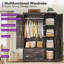 Armoire-penderie à 3 portes Bichock 70 po avec 2 tiroirs et tringle, chêne foncé-1140670959