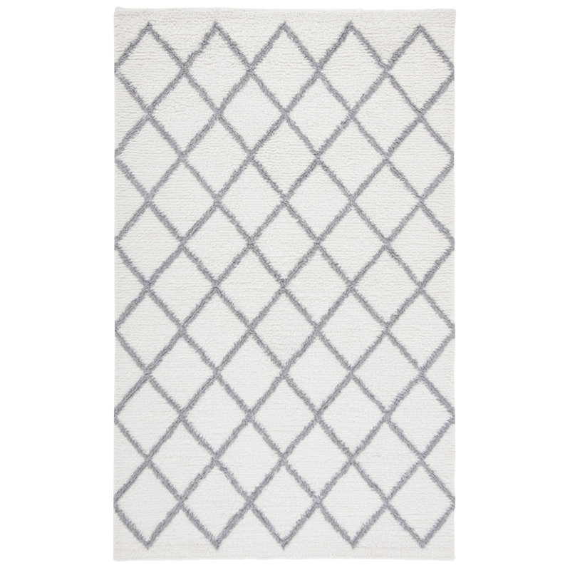 Vermont Hand Tufted New Zealand Wool And Cotton With Latex Geometric Rug, Rectangle 5' x 8'
