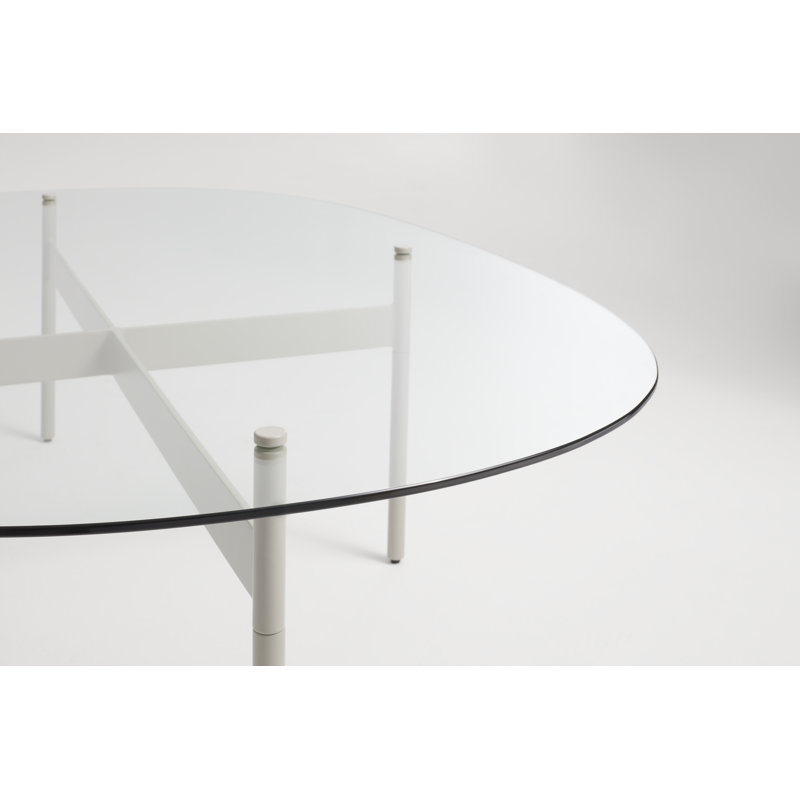 Flume Coffee Table, 14" H x 47" W x 31" D, Clear/Putty