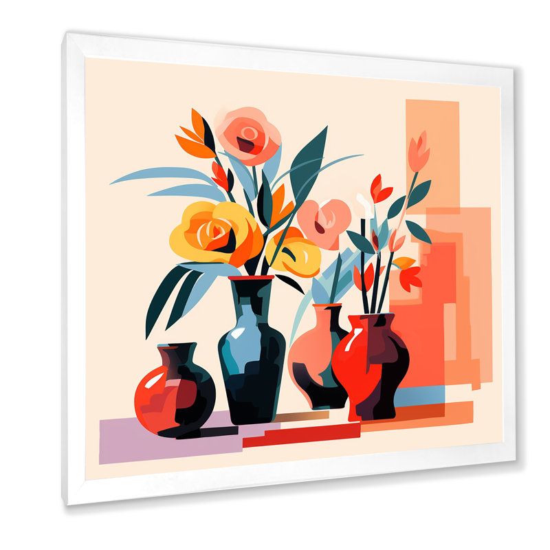 Bouquet de fleurs bohème Henri Matisse, H 36 po x l 36 po x P 1,5 po, Cadre simple blanc