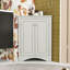 Armoire de rangement de coin de salle de bain autoportante en bois avec porte et tablettes réglables-1297978392