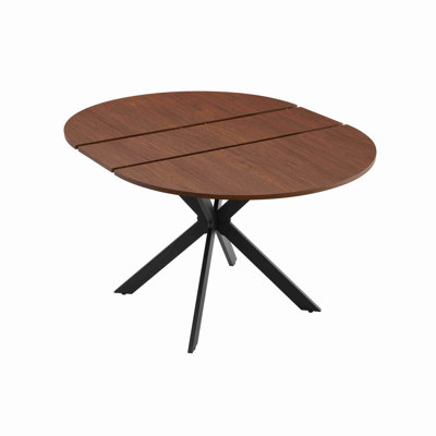 Extendable Round Dining Table - Space-Saving Dining Table With Sturdy Metal Legs, 4-6 Seater Multi-Functional Kitchen Room Dinner Table
