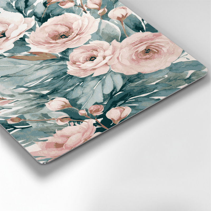 Aquarelle florale 16, art mural gris en métal