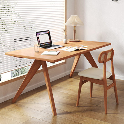 Table de salle à manger rectangulaire en bois massif couleur cerisier