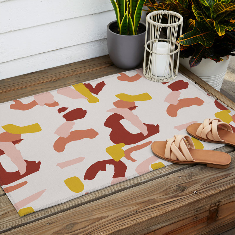 Drobman Abstract Indoor / Outdoor Rug, Rectangle 2' x 3'