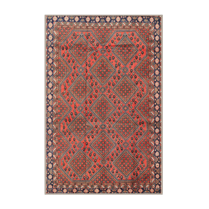 Tapis jaune/rouge/noir clair traditionnel Jonali, Rectangle 4 pi x 6 pi