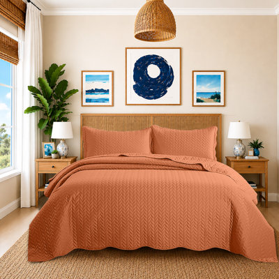 California King Embossed Microfiber Coverlet Set – Lightweight & Oversized Bedding Set