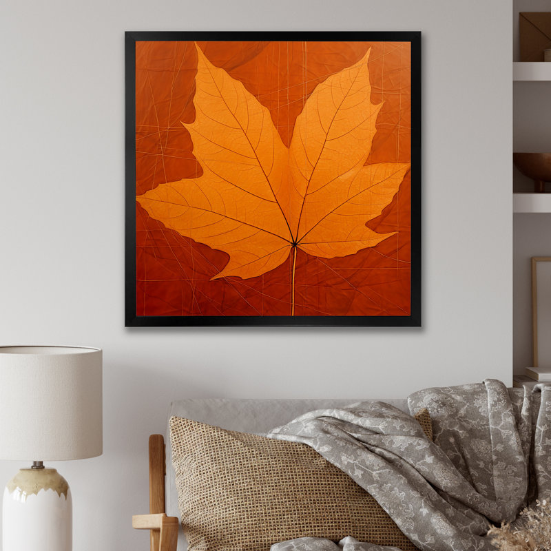«Amber Autumn Maple Leaves», reproduction sur toile, Cadre simple noir, H 24 po x l 24 po x P 1 po
