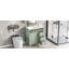 Meuble-lavabo de 30 pouces avec lavabo, meuble-lavabo autoportant vert avec tiroir rabattable, 3 tiroirs et armoire de rangement, bois massif et panneau de fibres à densité moyenne, plateau de lavabo en céramique