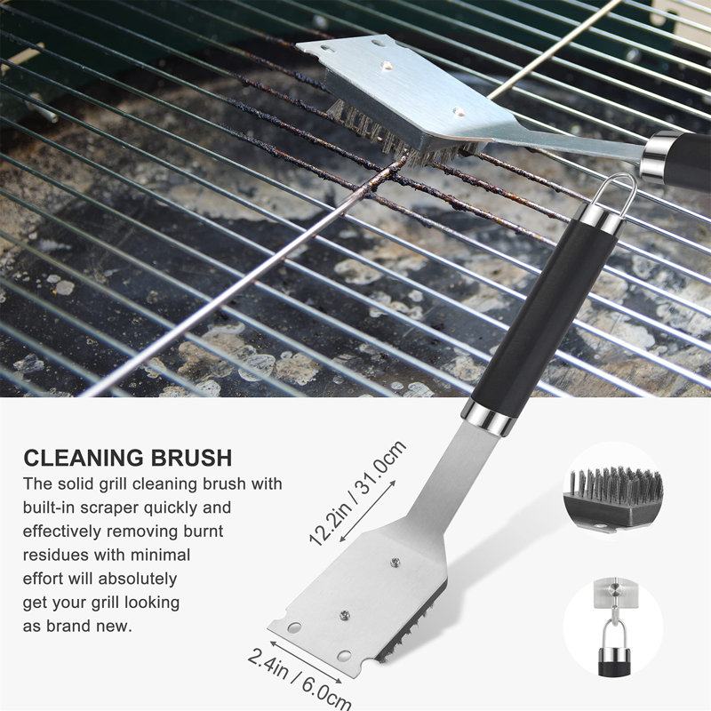 Stainless Steel Grilling Tool Set, Black