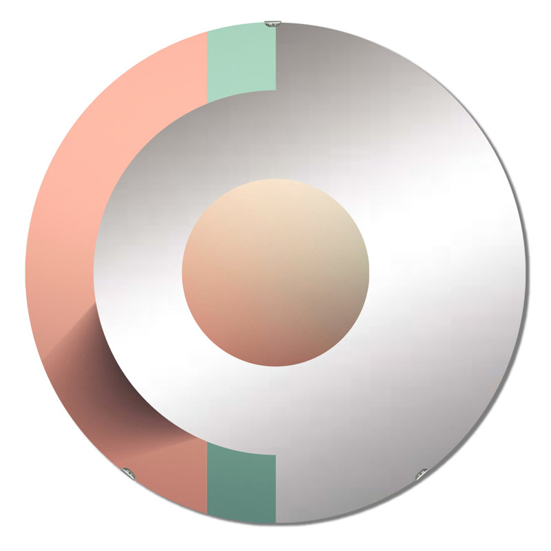 Miroir mural demi-cercle géométrique, 23,6 po x 23,6 po