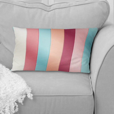 Vibrant Pink Striped Harmony Pattern - Striped Polyester Pillow