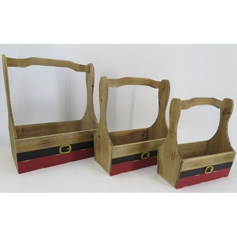 Ensemble de caisses en bois 3 pièces pour le père Noël, H 16,5 po x l 13,7 po x P 9 po