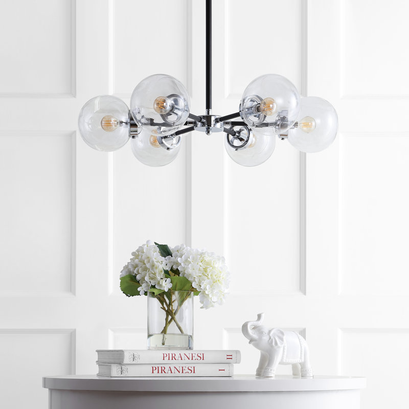 Claudio 6 - Light Sputnik Sphere Chandelier, Clear, Chrome/Black