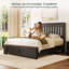 Farmhouse Wooden Panel Bed with Slatted Headboard -1936054979-1936342575