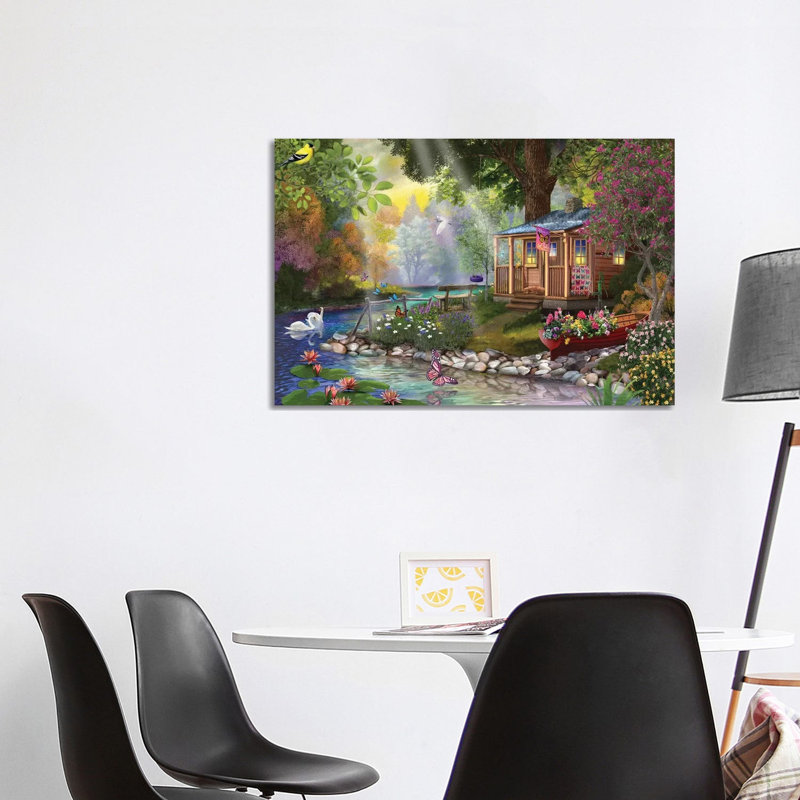 Butterfly Lake by Bigelow Illustrations - Wrapped Canvas Painting, 101.6 cm H x 66.04 cm W x 1.91 cm D