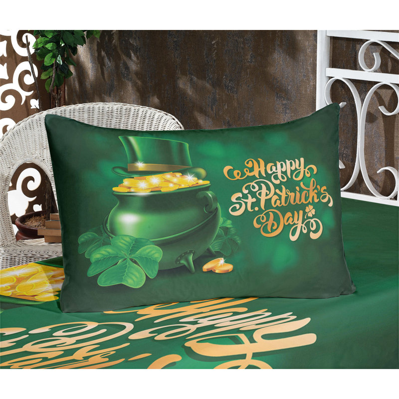 Ambesonne Celebration Fitted Sheet & Pillow Sham, Yellow and Emerald, California King Sheet Set + 5 Additional pieces
