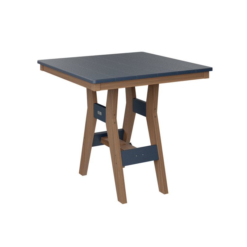 Harbor Outdoor Square Dining Table, Antique Mahogany, Navy Blue, 30.37" H x 33" W x 33" D