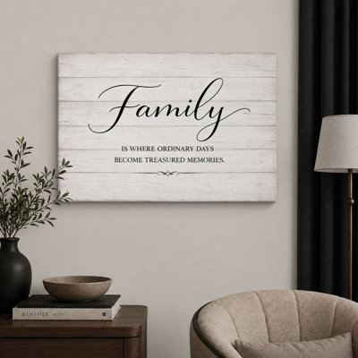 Family Ordinary Days Treasured Memories Quote Artwork, Living Room Pictures, Framed Canvas Giclee Print Wall Art