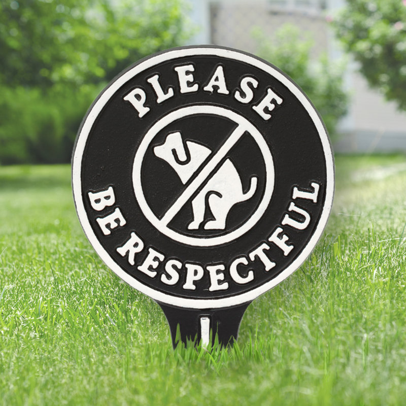 Enseigne de jardin Krause Veuillez être respectueux, Noir / Blanc