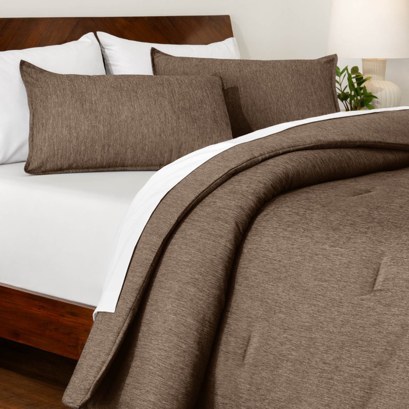 Bare Home Heathered Comforter Set - Ultra-Soft - Goose Down Alternative - All Season Warmth, Heather Taupe